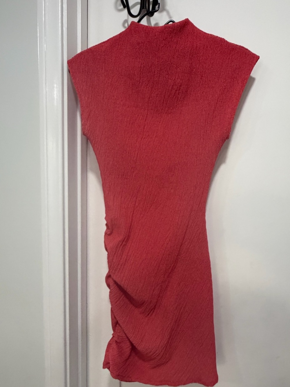 Zara Sleeveless Textured Midi Dress in Deep Red